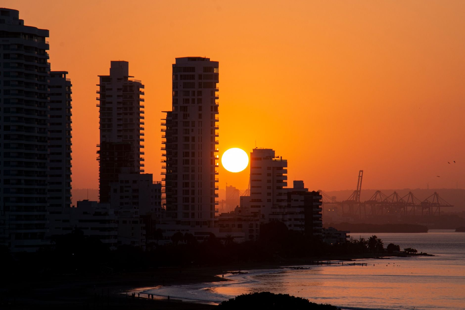 Dramatic sunset over Cartagena de Indias skyline — the Colombia Snack Protein is proud to call home